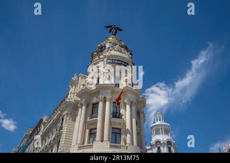 Edificio Metropolis Building dans les rues Calle de Alcala et Gran via - Madrid, Espagne Banque D'Images