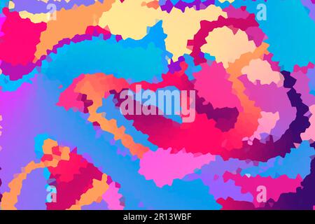 Motif abstrait de camouflage de couleur arc-en-ciel. Art numérique dessiné à la main multicolore dans un motif unique. Banque D'Images