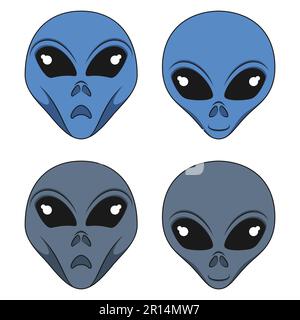 Jeu de couleurs avec face extraterrestre. Objet vectoriel isolé sur fond blanc. Illustration de Vecteur