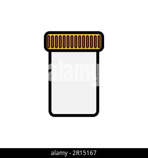 Un petit pot de pharmacie médicale avec un couvercle pour recueillir des tests ou stocker des comprimés, capsules, pilules, une icône simple sur un fond blanc. Illustrateur vectoriel Illustration de Vecteur