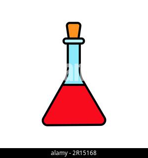 Flacon triangulaire de produits chimiques médicaux en verre pour les expériences, préparation de médicaments en laboratoire, icône simple sur fond blanc. Illustrateur de vecteur Illustration de Vecteur
