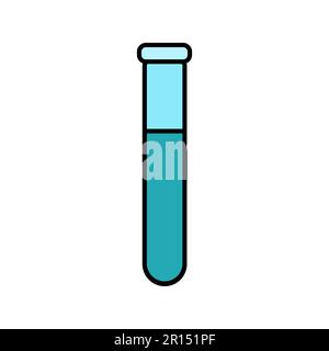 Tube à essai médical de laboratoire chimique, flacon pour les médicaments et les expériences chimiques, icône simple sur fond blanc. Illustration vectorielle. Illustration de Vecteur