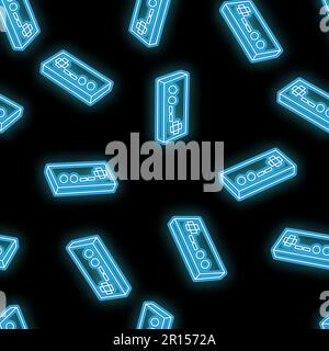 Motif sans couture, texture de beau abstrait néon bleu brillant rétro rétro rétro rétro rétro rétro hipster joysticks pour les jeux vidéo des 80s, 90s et cop Illustration de Vecteur