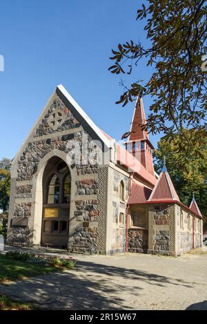 Église de l'icône Kazan de la mère de Dieu, ancien Kirch Palmniken. Construit en 1892. Yantarny. Région de Kaliningrad. Russie Banque D'Images