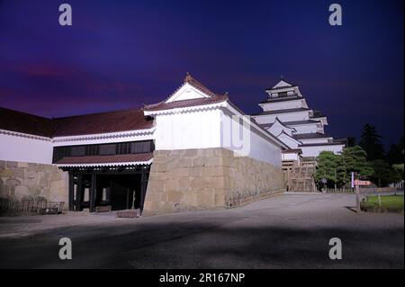 Château de Tsuruga dans la soirée Banque D'Images