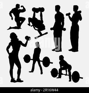 Les gens sport bodybuilding et la silhouette de levage Illustration de Vecteur