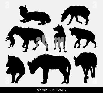 Silhouette d'animal sauvage Hyena Illustration de Vecteur