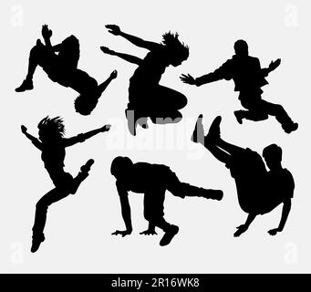 Parkour, danseur, art martial, silhouette de sport extrême. Bon usage pour symbole, icône web, logo, mascotte, ou tout design que vous voulez Illustration de Vecteur