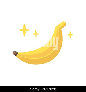 Illustration de la banane mignonne. Illustration d'une icône de dessin animé vectorisé à la main. Fruits à la banane en forme de coolé. Conception plate Illustration de Vecteur