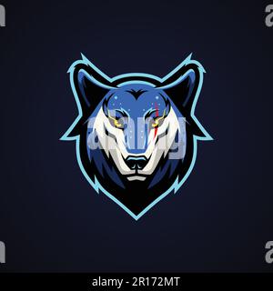Logo de la mascotte du loup bleu - logo de la mascotte des animaux concept d'illustration vectorielle. Illustration de Vecteur