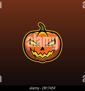 Halloween Pumpkin Mascot E-sport logo Design concept Vector Illustration. Illustration de Vecteur