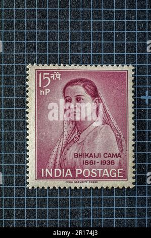 03 26 2014 TIMBRE postal de MENTHE Vintage de Bhikaji Cama 1861-1936 Studioshothot Lokgram Kalyan Maharashtra Inde.Asie. Banque D'Images