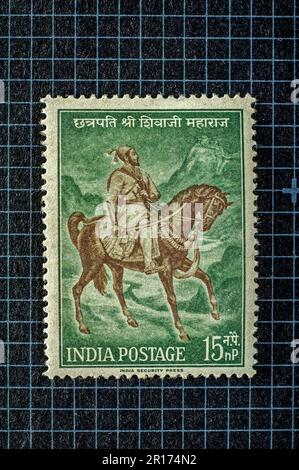 03 26 2014 TIMBRE postal Vintage MINT de 1961 Chhatrapati Shivaji Maharaj Studioshothot Lokgram Kalyan Maharashtra Inde.Asie. Banque D'Images