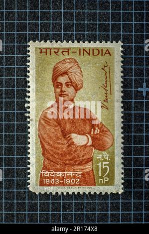 03 26 2014 TIMBRE postal Vintage MINT de Swami Vivekanand 1863-1902 Studioshothot Lokgram Kalyan Maharashtra Inde.Asia. Banque D'Images