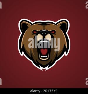 Angry Bear Head Mascot logo - animaux Mascot Esports logo Vector Illustration Design concept. Illustration de Vecteur