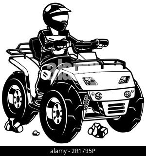 Art Quad Bike Line pour véhicule tout-terrain Illustration de Vecteur