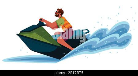 Man Riding Jet ski sur White Illustration de Vecteur