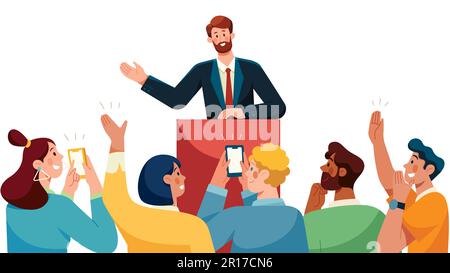 Homme du haut-parleur public sur blanc Illustration de Vecteur