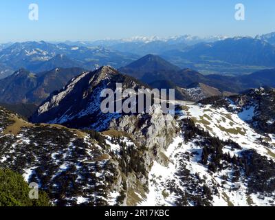 Allemagne, haute-Bavière, Bayerischzell: Vue depuis le sommet du mont Wendelstein (1838 mètres), en direction du sud vers les Alpes autrichiennes, avec la Ma Banque D'Images