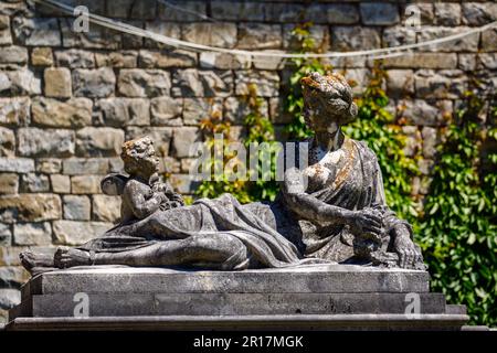 Statue au château de Peles en Roumanie Banque D'Images