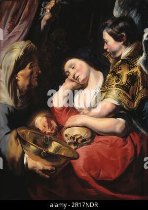 La tentation de la Madeleine Date: c. 1616/17 artiste: Jacob Jordaens Flamand, 1593-1678 Banque D'Images