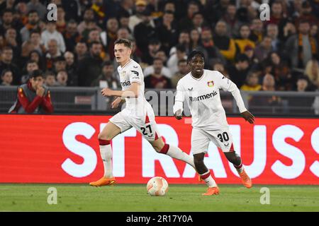 Jeremie Frimpong de Bayer 04 Leverkusenv lors de la première étape de la demi-finale de l'UEFA Europa League entre A.S. Roma contre Bayer 04 Leverkusen on Banque D'Images