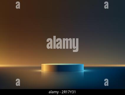 3D maquette réaliste écran vide de plate-forme de podium bleu sur scène murale minimale fond sombre et éclairage. Vous pouvez utiliser pour les soins cosmétiques de beauté pré Illustration de Vecteur