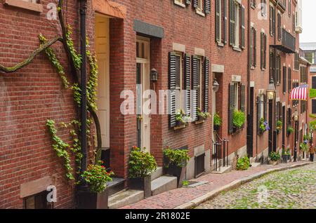 Acorn Street, Historical Street à Boston, Massachusetts Banque D'Images