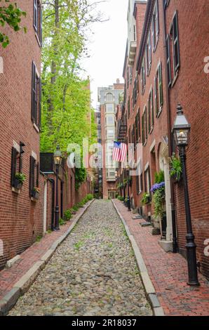 Acorn Street, Historical Street à Boston, Massachusetts Banque D'Images