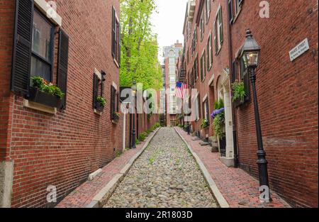 Acorn Street, Historical Street à Boston, Massachusetts Banque D'Images