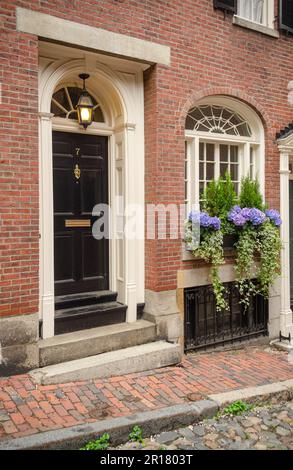 Acorn Street, Historical Street à Boston, Massachusetts Banque D'Images