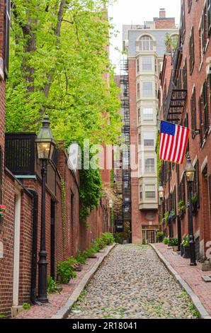 Acorn Street, Historical Street à Boston, Massachusetts Banque D'Images