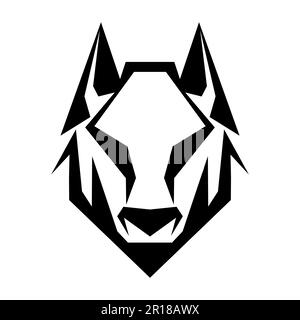 Logo Wolf. Résumé polygone noir tête de loup. Visage de loup calme. Illustration vectorielle Illustration de Vecteur