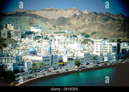 Vue aérienne vieux quartier de Muscat, Oman Banque D'Images