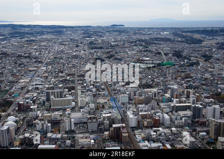 Vue aérienne de la station Shonandai depuis le côté nord vers enoshima Banque D'Images