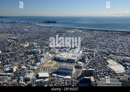 Station de Tsujido prise de vue aérienne du côté nord-ouest vers la direction de saikaihatsuchi ku Enoshima Banque D'Images