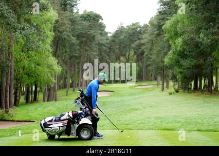 Graham Freeman a ouvert le 2nd au cours de la deuxième journée de l'Open de G4D au Woburn Golf Club, Milton Keynes. Date de la photo: Jeudi 11 mai 2023. Banque D'Images