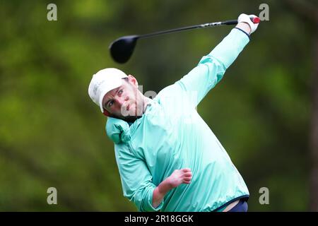 Cian Arthurs sur le 1st tee pendant la deuxième journée de l'Open G4D au Woburn Golf Club, Milton Keynes. Date de la photo: Jeudi 11 mai 2023. Banque D'Images