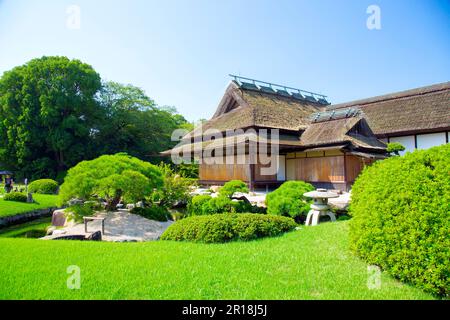 Maison roulée-Tei du jardin de Korakuen Banque D'Images