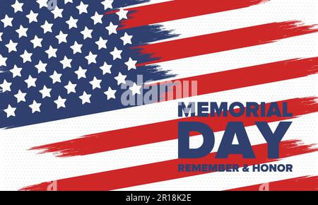 Memorial Day aux États-Unis. Rappelez-vous et honorez. Jour férié fédéral pour les personnes qui ont perdu la vie en servant dans les Forces armées. Poster vectoriel Illustration de Vecteur