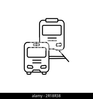 Icône de train et de bus avant, symbole de train, tram, tramway icône en forme de glyphe noir Uni, isolé sur fond blanc Illustration de Vecteur