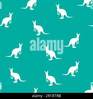 Illustration vectorielle plate avec silhouette de kangourou et de kangourou de bébé. Motif sans couture sur fond couleur. Design pour carte, poster, tissu, textile Illustration de Vecteur