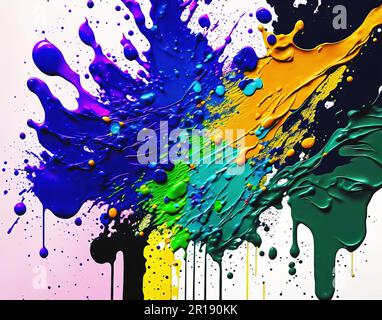 La peinture colorée s'écoule vers le bas Banque D'Images