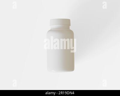 Suplements bouteille couleur blanche ou blanc rendu réaliste pour la pilule, la vitamine ou la médecine Banque D'Images