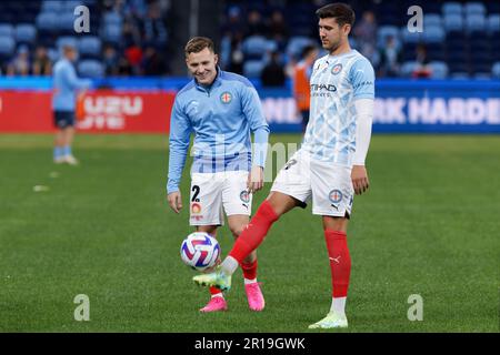 Sydney, Australie. 12th mai 2023. Scott Galloway et le Jordon Hall de Melbourne se réchauffent avant le match de demi-finale entre le FC de Sydney et la ville de Melbourne au stade Allianz de 12 mai 2023 à Sydney, Australie crédit : IOIO IMAGES/Alay Live News Banque D'Images