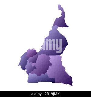 Carte du Cameroun. Contour géométrique de pays. Excellente illustration du vecteur violet. Illustration de Vecteur
