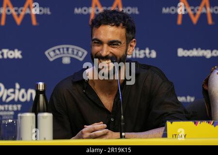 Conférence de presse avec le participant italien Marco Mengoni avant la finale du Concours Eurovision de la chanson samedi à la M&S Bank Arena de Liverpool. Date de la photo: Vendredi 12 mai 2023. Banque D'Images