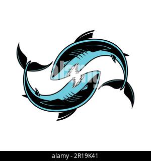 Modèle de logo Shark. Illustration vectorielle d'un modèle de logo requin. Illustration de Vecteur