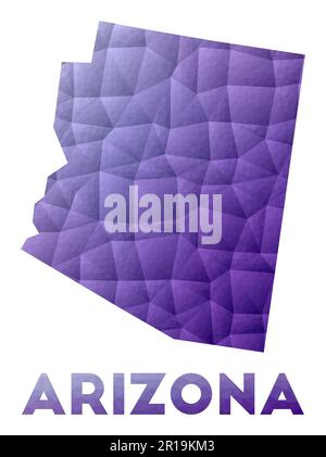 Carte de l'Arizona. Faible illustration poly de l'état US. Motif géométrique violet. Illustration de vecteur polygonal. Illustration de Vecteur