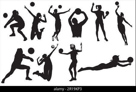 Jeu d'art de l'écrêtage vectoriel de joueurs de volley-ball , jeu de joueur de volley-ball Illustration de Vecteur